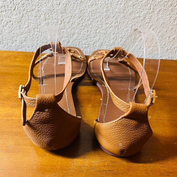 Tory Burch Phoebe Womens Brown Leather Ankle Strap Flat Thong Sandals Size 8 - Picture 4 of 12